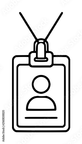 Принти на полотні Hand-traced vector icon of an ID badge holder with lanyard strap featuring a por