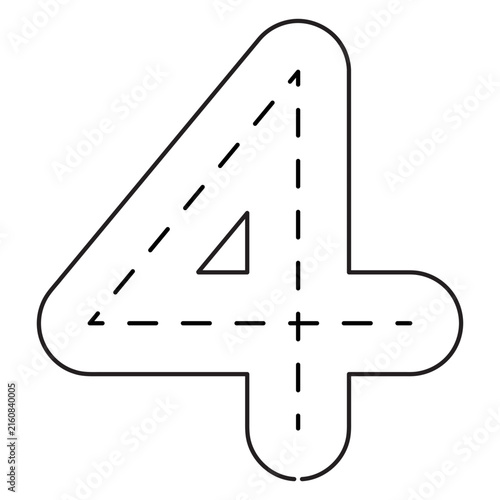 Number Tracing 0–10 clip art Preschool Educational 4 hand drawn black and white outline