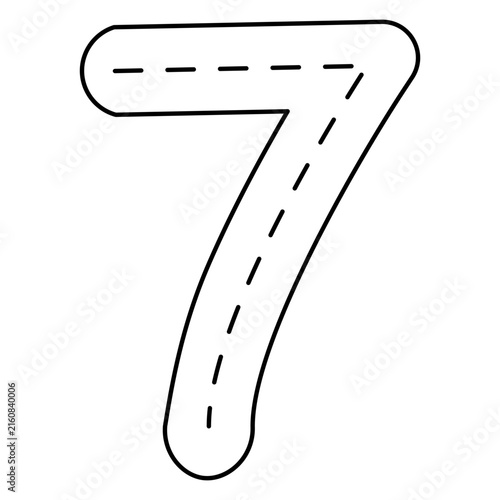 Number Tracing 0–10 clip art Preschool Educational 7 hand drawn black and white outline