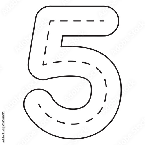 Number Tracing 0–10 clip art Preschool Educational 5 hand drawn black and white outline