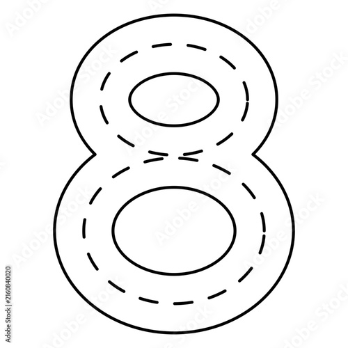 Number Tracing 0–10 clip art Preschool Educational 8 hand drawn black and white outline