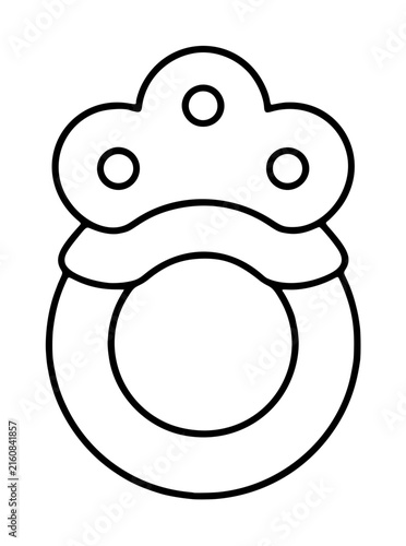 Photography Hand-traced black outline vector illustration of a baby pacifier with classic ro
