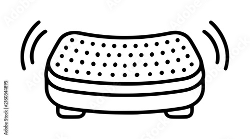 Vibrating whole body massage plate platform fitness vector icon with motion lines on white background