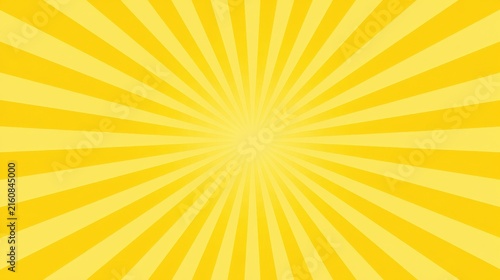 Canvastavla A bright yellow sunburst background with radiant radial lines