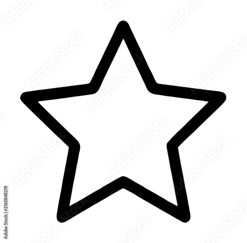 Simple hand drawn star of fame outline vector icon, a classic five pointed star shape in bold black line on white background, perfect minimalist symbol for achievement, rating, excellence and