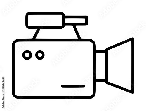 Konstfotografi Hand traced vector icon illustration of a classic vintage video camera with top