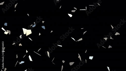 Flying shards of glass in slow motion. Alpha Channel