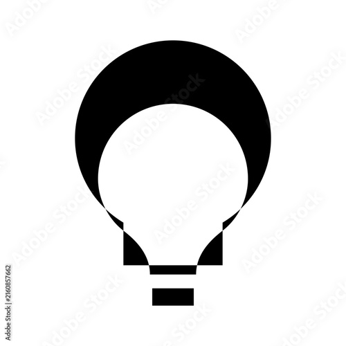 Abstract light bulb silhouette with geometric shapes against a clean white background symbolizing innovation and bright ideas