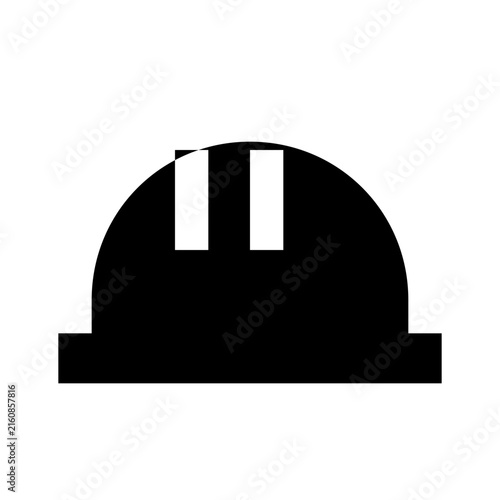 Black hard hat silhouette symbolizing safety construction industry and labor protection
