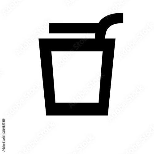 Stylized vector icon of a beverage cup with straw during a simple graphic design with clean lines