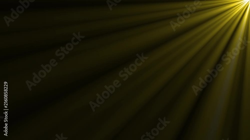 Sun light with golden flare light effect animation on a black background. Sun light shine light effect animation