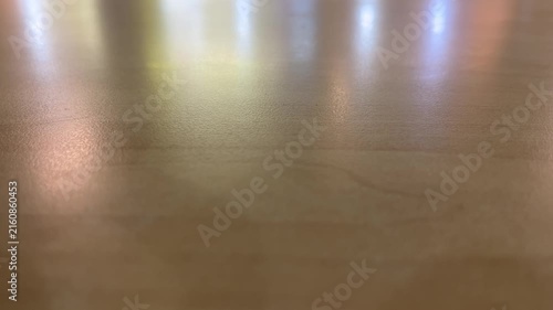 close up view of empty wooden table with shadows. Natural texture in harmonious wood. brown wood plank office table background texture top view. Isolated, copy space, backgrounds. free, negative, text