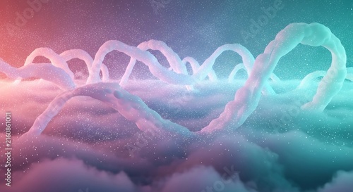 Surreal Dreamscape of Glowing Cloud Formations and Abstract Loops.