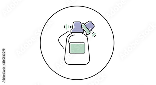Open Bottle Icon, Liquid Container, Minimalist Design, Graphic Element