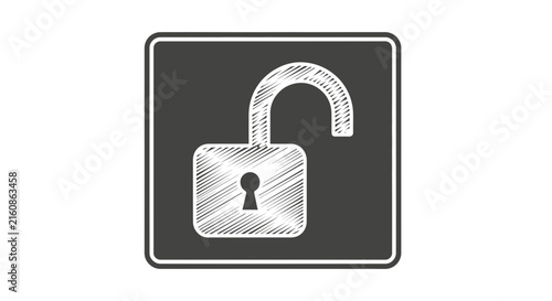 open padlock icon, security symbol