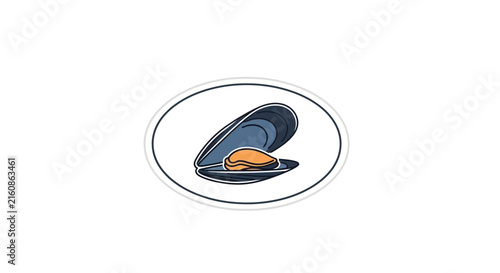 Open Mussel Shell with Pearl Inside, Seafood, Delicacy, Isolated