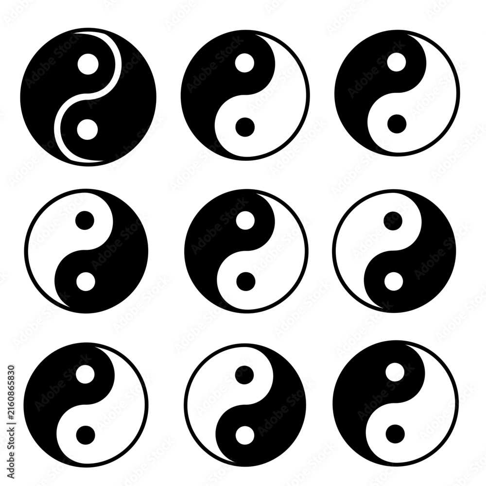 Fototapeta premium Traditional Yin Yang balance symbol icons.