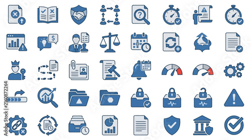 Bild auf Leinwand Vector Illustration of Policy Exception Management Icon Set