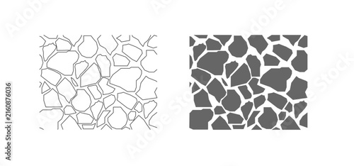 Irregular Stone Wall Pattern Outline and Solid Vector Set