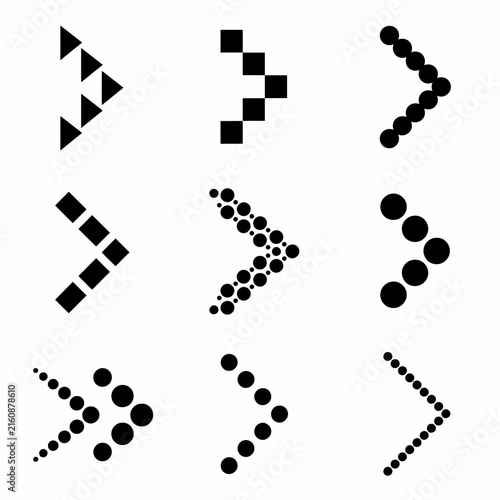 Colección de nueve flechas geométricas únicas en blanco y negro