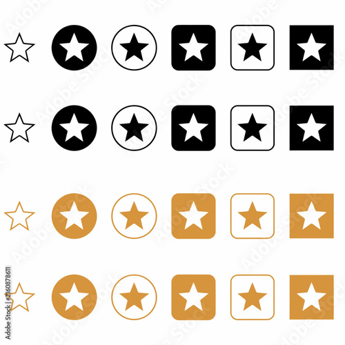 Colección de varias clasificaciones por estrellas en estilos negro y dorado