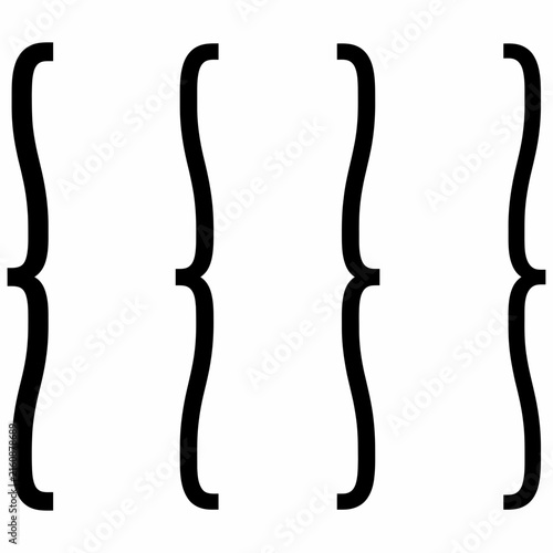 Corchetes negros minimalistas aislados sobre fondo blanco