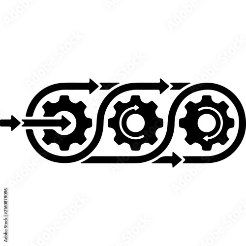 Automation Workflow Process Gear Arrows Vector Icon