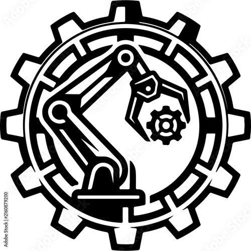 Industrial Robotic Arm Gear Vector Icon