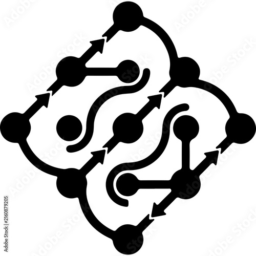 Diamond Circuit Flow Nodes Vector Icon