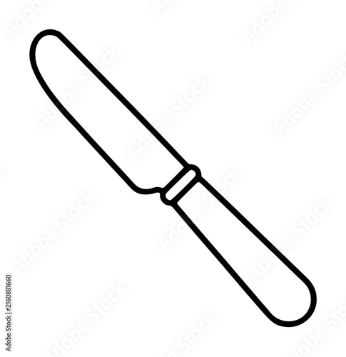 Foto Minimalist hand-drawn butter knife vector icon outline illustration isolated on