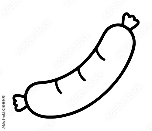Foto Hand-drawn sausage vector illustration icon featuring curved meaty shape with tw
