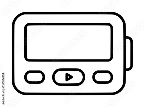 Принти на полотні Hand traced vector icon illustration of a portable handheld pager device featuri