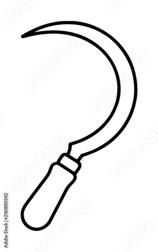 Fotografía Hand-drawn sickle tool vector icon illustration with curved crescent blade and w