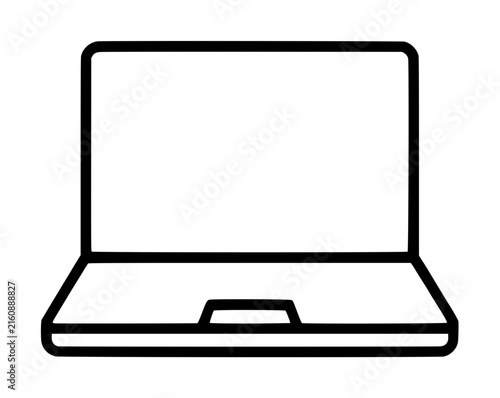 Konstfotografi Minimalist black and white hand-drawn vector icon illustration of an open laptop