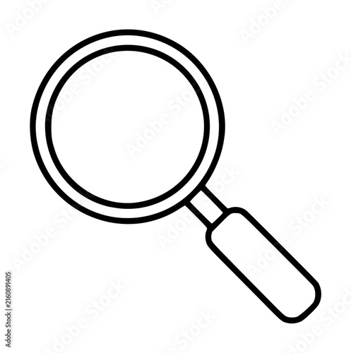 Foto Minimalist hand-drawn magnifying glass vector icon outlined in black, featuring