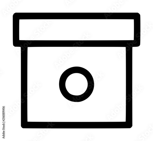 Fotografie Hand-drawn archive storage box outline vector icon illustration featuring bold b