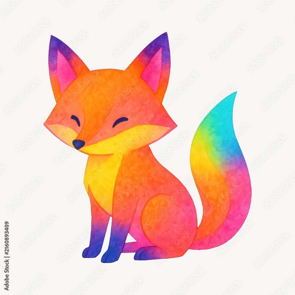 Naklejka premium Colorful fox illustration art