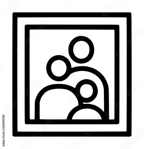 Принти на полотні Hand-traced vector icon of a family portrait inside a square picture frame showi