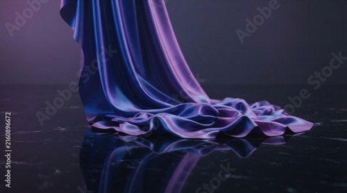 Elegant Flowing Purple Silk Fabric on Dark Floor
