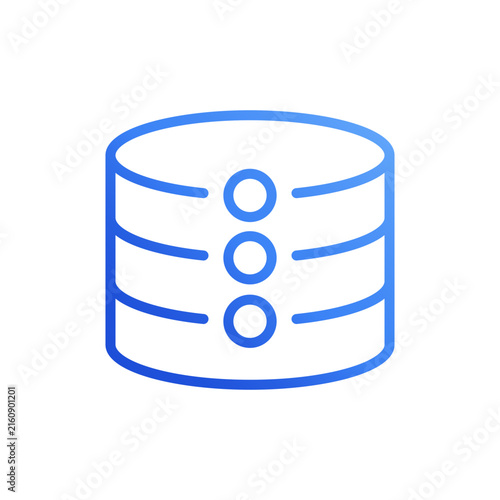 Database server storage blue gradient line icon vector