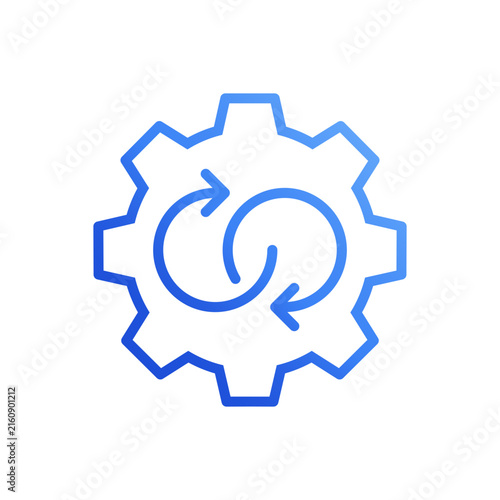 DevOps infinity cycle blue gradient line icon vector