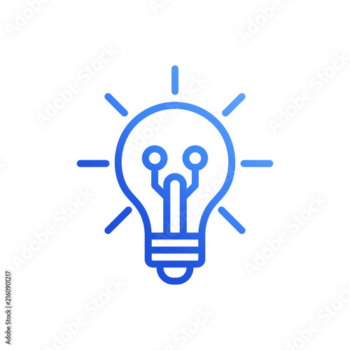 Innovation idea light bulb blue gradient line icon vector
