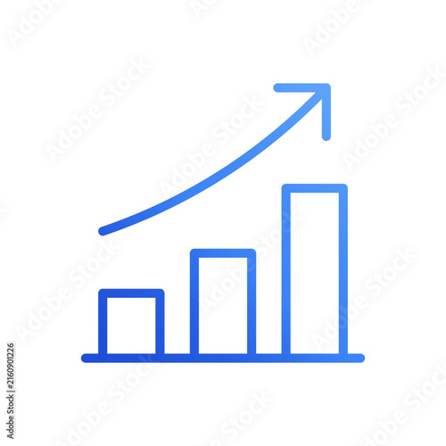 Business growth success arrow blue gradient line icon vector