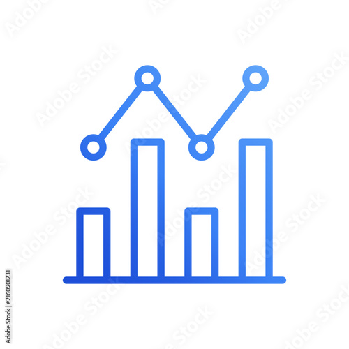Data analytics growth chart blue gradient line icon vector