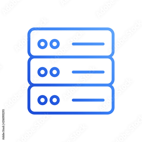 Server rack datacenter hosting blue gradient line icon vector