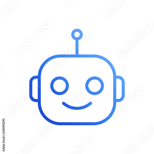 Robot head artificial intelligence blue gradient line icon vector