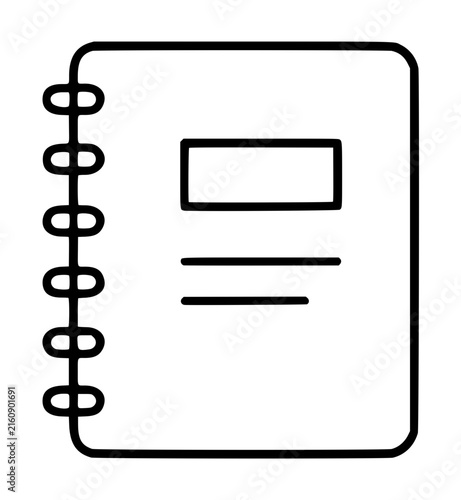 Quadro su tela Hand-drawn spiral notebook vector icon illustration featuring a simple open note
