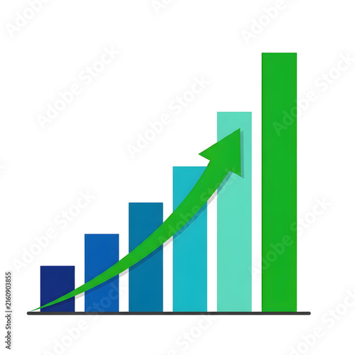 Growing bar chart with upward arrow