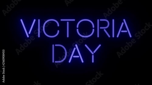 Vivid Blue Neon CTA 'VICTORIA DAY' Seamless Loop with Clear Background, Perfect for Canadian National Holiday Promos