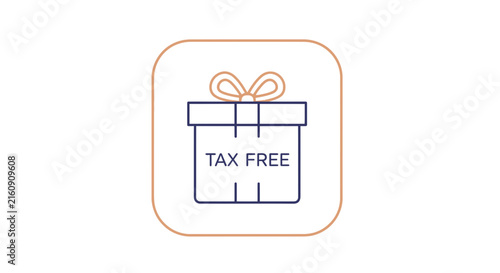 Tax free gift icon, present box with ribbon